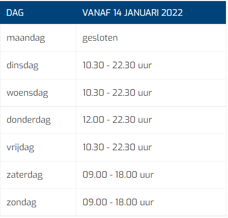 14 Januari 2022 Openingstijden Mobiel 14 Januari 2022 Openingstijden Mobiel