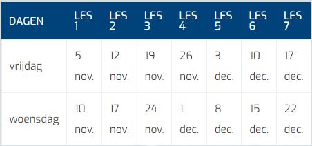 3 Jarigen Kerstcursus Tabel Datums 3 Jarigen Kerstcursus Tabel Datums