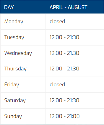 ENG Openingstijden April August MOBIEL ENG Openingstijden April August MOBIEL