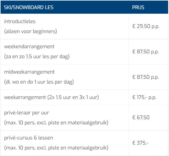 Prijslijst Skien En Snowboarden Prive Cursus MOBIEL Prijslijst Skien En Snowboarden Prive Cursus MOBIEL