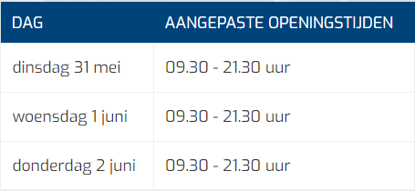 Aangepaste Openingstijden Mei Aangepaste Openingstijden Mei