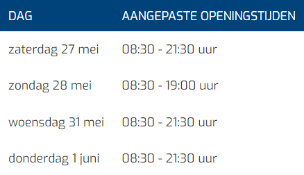 Aangepaste Openingstijden Pinksteren 23 Aangepaste Openingstijden Pinksteren 23