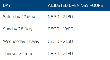 Adjusted Opening Hours Pinksteren.png Breed Adjusted Opening Hours Pinksteren.png Breed