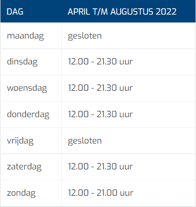 April Tm Augustus 2022 Openingstijden Mobiel April Tm Augustus 2022 Openingstijden Mobiel