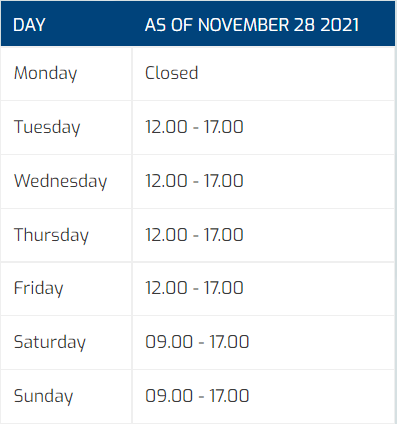 Opening Hours Covid November 28 Temporary Opening Hours Covid November 28 Temporary