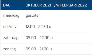 Openingstijden Oktober Tot Februari Openingstijden Oktober Tot Februari