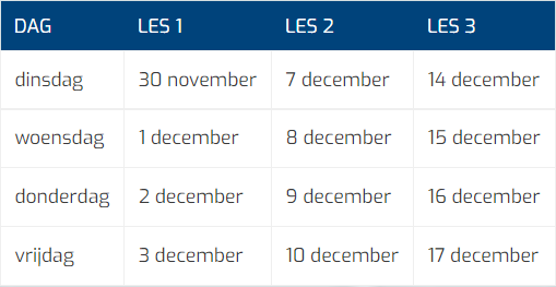 Vip Cursus VOLW Tabel MOBIEL December Vip Cursus VOLW Tabel MOBIEL December
