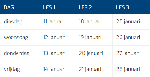 Vip Cursus VOLW Tabel MOBIEL Januari Vip Cursus VOLW Tabel MOBIEL Januari