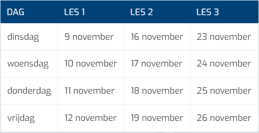 Vip Cursus VOLW Tabel MOBIEL November Vip Cursus VOLW Tabel MOBIEL November